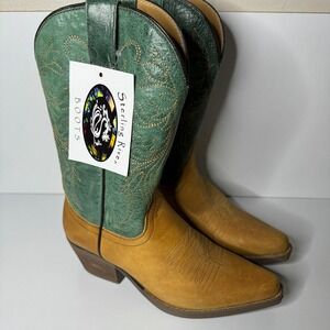 NEW Sterling River Cowboy Boots Women 7.5 Embroidered Leather Pull On NWT